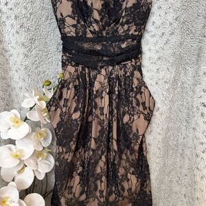 Ladies Elegant Black Lace Dress-Strapless